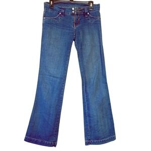 Conquest Jeans Low‎ Rise Flare Leg Denim Blue Wash Trendy Casual women 28